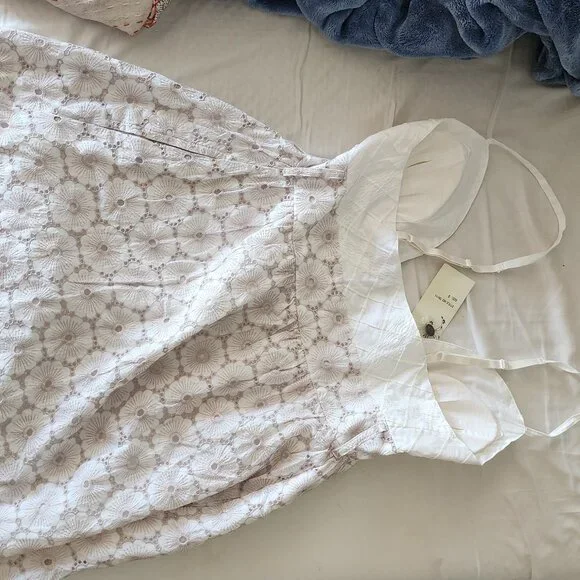 Womens Sundress 4 XS Beige Cotton - Picture 4 of 8